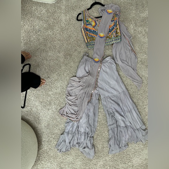 Gharara ready to wear saree sari Indian Pakistani party wear - Picture 5 of 8